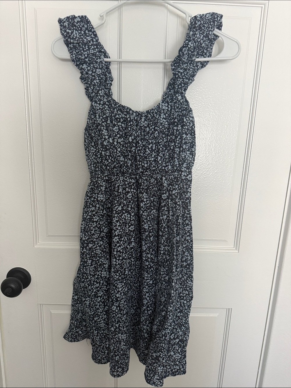 Abercrombie & Fitch Navy Floral Ruffled Strap Dress
